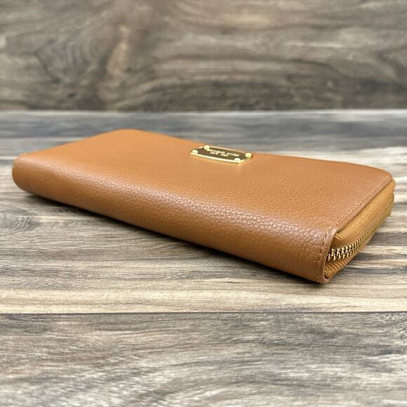 Michael Kors Large Luggage Tan Pebbled Leather Zip Around Wallet - Picture 7 of 12